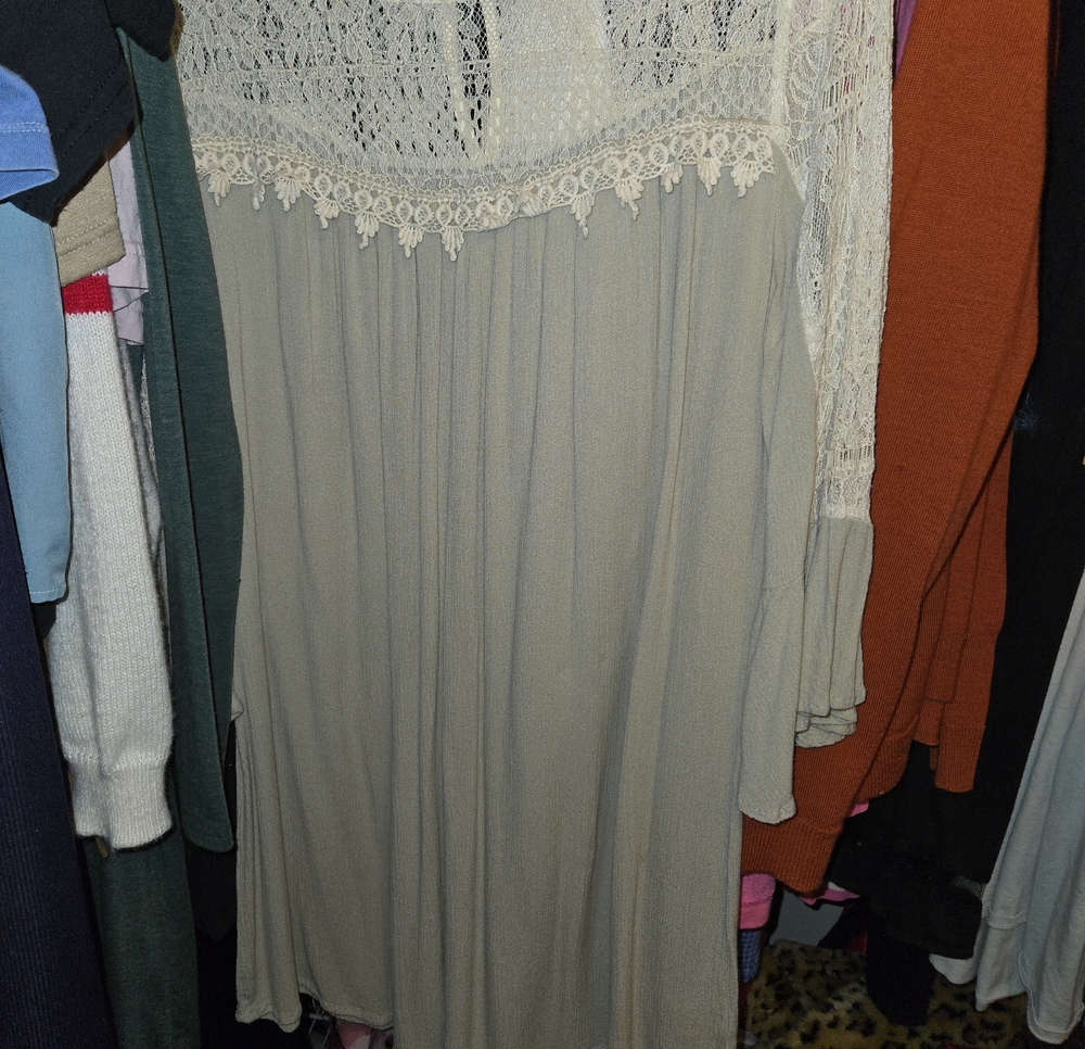 Umgee Cream Lace-Trim Maxi Dress